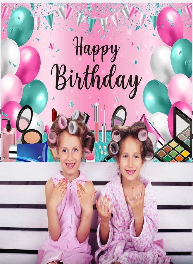 Roetyce Makeup Birthday Party Decorations - 46PCS Kit, Pink Spa Themed Birthday Supplies With Banner, Balloons, Cake Topper - Image 5
